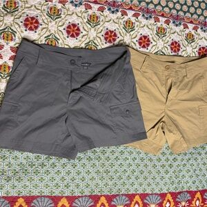Women's Gray and Tan Eddie Bauer Cargo Shorts